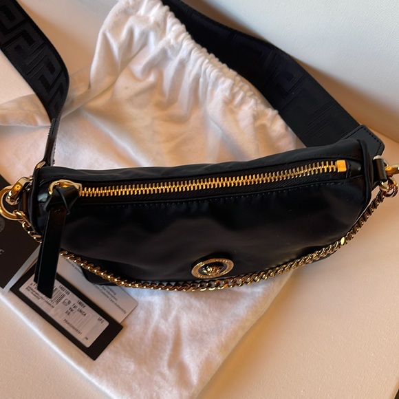 NWT VERSACE LA MEDUSA NYLON MINI TRIBUTE CHAIN CROSSBODY SHOULDER BAG GOLD HW - Picture 11 of 17